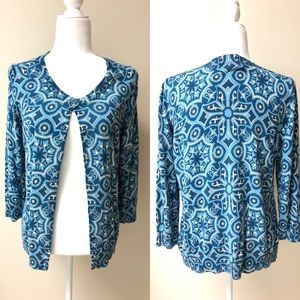 Talbots Blue Design Cardigan